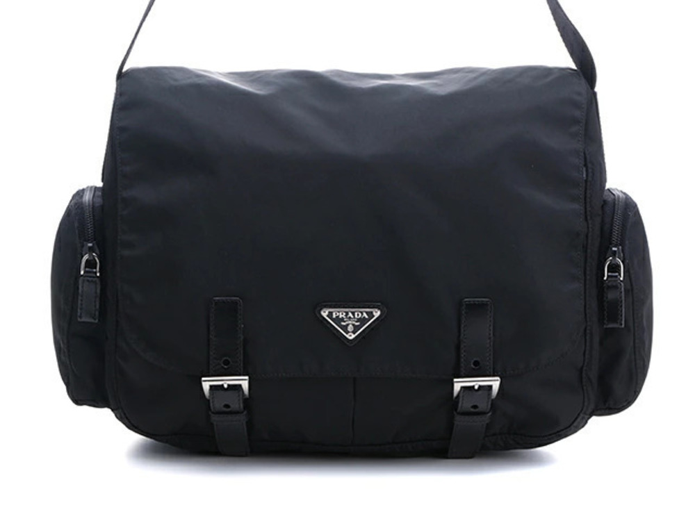 Prada bag shoulder black calfskin